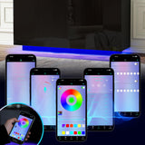 Anbuy Buffet Cabinet with LED Lights Sideboard with Storage Coffee Bar with Charging Station Buffet Cabinet with High Gloss Doors for Kitchen, Bedroom, Living Room (Black LED) Anbuy