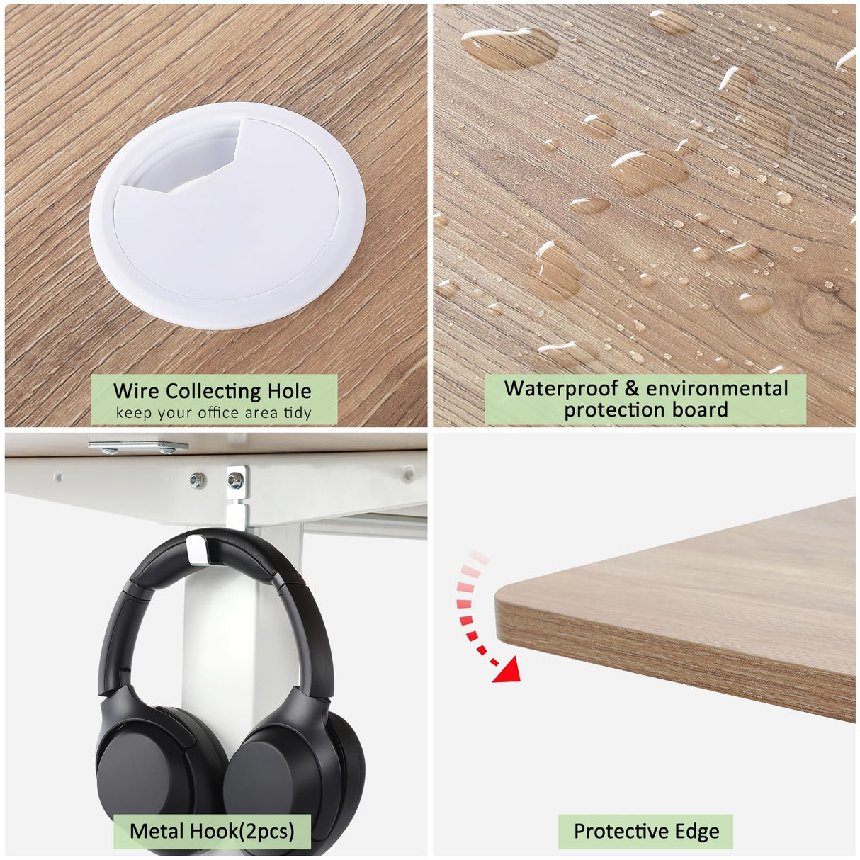 farexon Electric Standing Desk Adjustable Height, 48x24 Inches Stand Up Desk with Charging Station, Lockable Casters,27''-46'' Lifting Range Home Office Computer Desk（Oak Grey） farexon