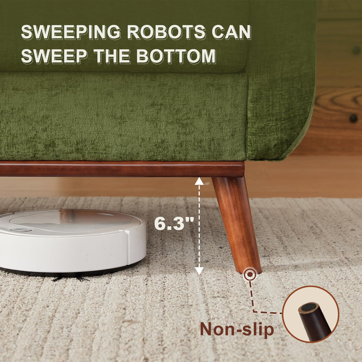 Eiayeebil 77" W Loveseat Sofa Chenille Couch for Living Room,Small Sofa Olive 2 Seater Office Couch for Small Spaces Mid Century Modern, Easy to Install,Green Eiayeebil