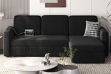 Yaheetech Sectional Sofa L-Shaped Sofa Couch Bed w/Chaise & USB, Reversible Couch Sleeper w/Pull Out Bed & Storage Space, 4-seat Fabric Convertible Sofa, Pull Out Couch for Living Room Black Yaheetech