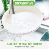 GreenLife Soft Grip 16 Piece Cookware Set, Non-Toxic PFAS-Free Ceramic Nonstick, Frying, Sauce, Saute, Utensils, Glass Lids, Stay-Cool Handles, Wobble Free, Dishwasher & Oven Safe, Soft Pink GreenLife