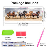 VAIIEYO Large Diamond Art Kits for Adults Horse, Diamond Art Animal, Large Diamond Painting Kits Full Drill Round Rhinestone Craft Canvas for Home Wall Decor Gift 12x31 inch VAIIEYO