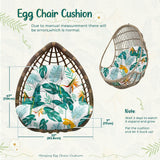 Uthem Waterproof Egg Chair Cushion Replacement Outdoor Hanging Egg Chair Cushion 47x35x7 Inches Thicken Chair Cushions with Ties, Yellow-Green Leaf Uthem