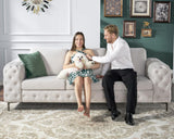 VanAcc Modern Sofa, 92 inch 3 Seater Sofa with Stylish Thick Armrest, Upholstered Button Tufted Couch for Living Room, Apartment, Linen Beige Oversized Couch VanAcc