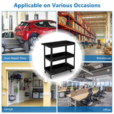 TUFFIOM 3 Tier Rolling Tool Cart, 330 Lbs Capacity, with Ergonomic Handle, Black TUFFIOM