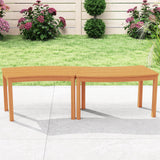 HAPPYGRILL Acacia Wood Outdoor Curved Bench, Fire Pit Bench with Slatted Seats, Tree Benches Wrap Around for Patio Garden Backyard, 400 lbs (3) HAPPYGRILL