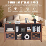 DUDUSHIMAN 8 Cube Storage Organizer Bookshelf with 2 Doors, 2-Tier Mid Century Modern Bookcase, 63" Long Horizontal Cubby Shelf, Wood Bookcase for Small Spaces Living Room DUDUSHIMAN