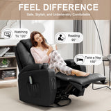 Korser Recliner Chair, Rocking Chair with Massage and Heat, 360° Swivel Recliner Chairs for Adults, Rocker Manual Recliner with Remote Control and Cup Holder for Living Room, Bedroom, Nursery Korser