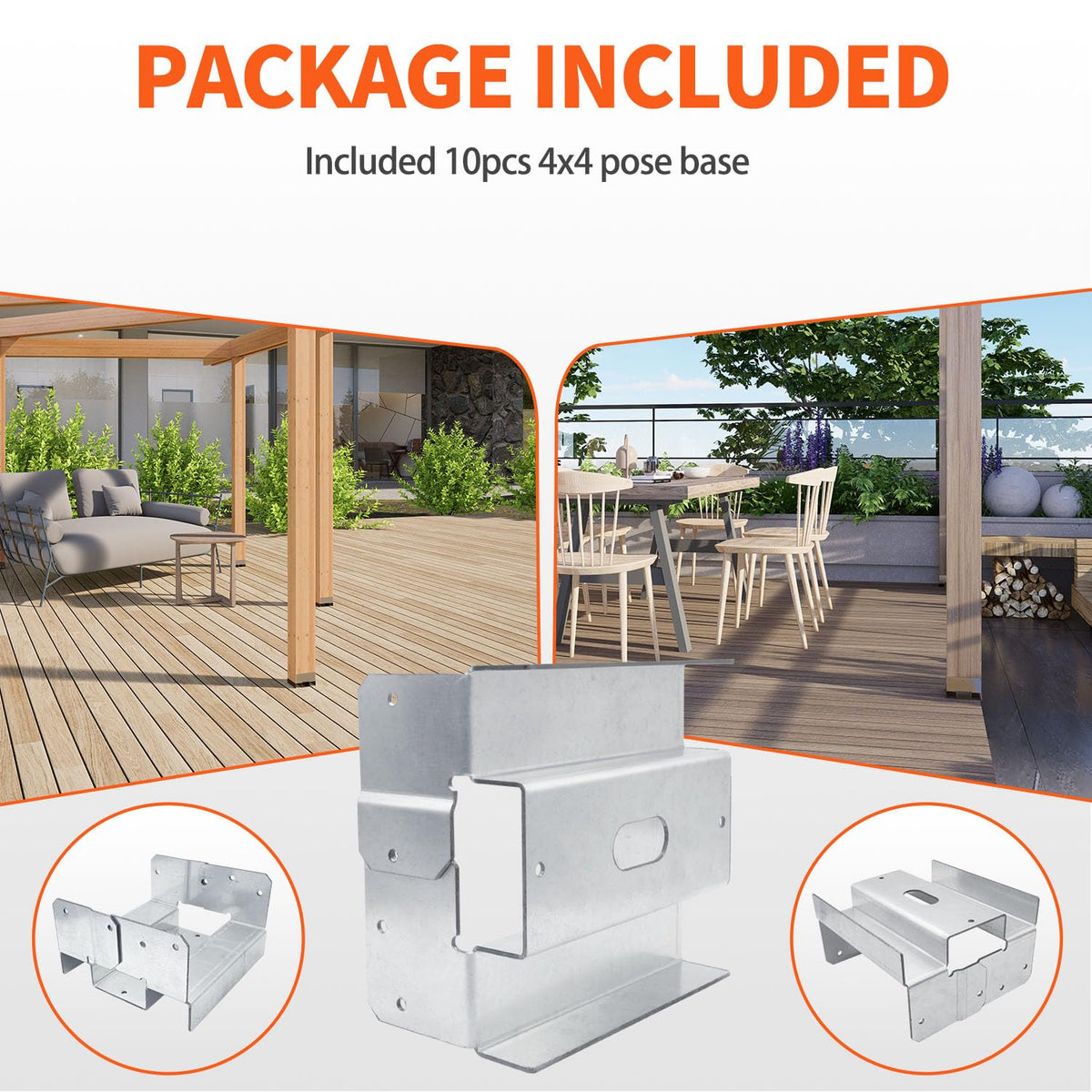 lifgarfe 10Pcs 4x4 Post Base Anchor Concrete Deck Post Bracket Fit for Deck,Patio Or Pergola lifgarfe