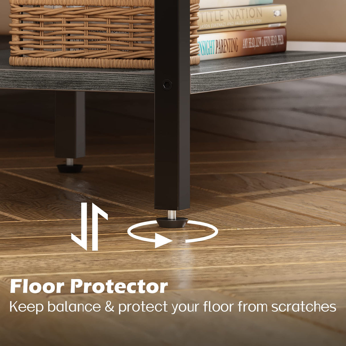 SUPERJARE Nightstand Set of 2, Bed Side Tables with Charging Station, Adjustable Fabric Drawer, Night Stand for Bedroom, 3-Tier Storage End Tables, for Living Room - Charcoal Gray SUPERJARE