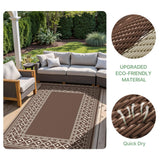 GENIMO Outdoor Rug Waterproof for Patio Decor, 5'x8' Reversible Plastic Straw Rug Carpet, Camping Mat for Outdoor, RV, Backyard, Deck, Balcony, Picnic, Beach, Coffee & Beige GENIMO