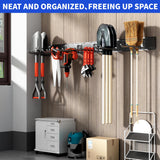 CRXCRC Garage Tool Organizer Wall Mount, 48inch Heavy Duty Garden Tool organizer Storage System, Easy Install With 6 Adjustable Straight Hooks, For Garage, Basement, Shed, Workshop(Black) CRXCRC