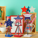 3 Pcs 4th of July Stars Decoration Patriotic Centerpieces Wooden Standing Star Block Memorial Day Decoration Rustic Independence Day Centerpieces for American Festival Home (Bright Style) Amyhill