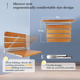 Folding Teak Shower Seat Wall Mounted,Fold Down Shower Seat,Foldable Shower Bench,Home Care Teak Shower Seat Bench for Inside Shower,Folding Shower Seat Bench,Wall Mount Shower Seat for Christmas Flngr