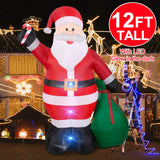12 Ft by 7.6 Ft Giant Christmas Inflatables Decorations Outdoor Santa Claus with Gift Bag with LED Light for Christmas Blow Up Yard Decor for Lawn Garden Party Holiday Xmas Decorations Cute Fun TURNMEON