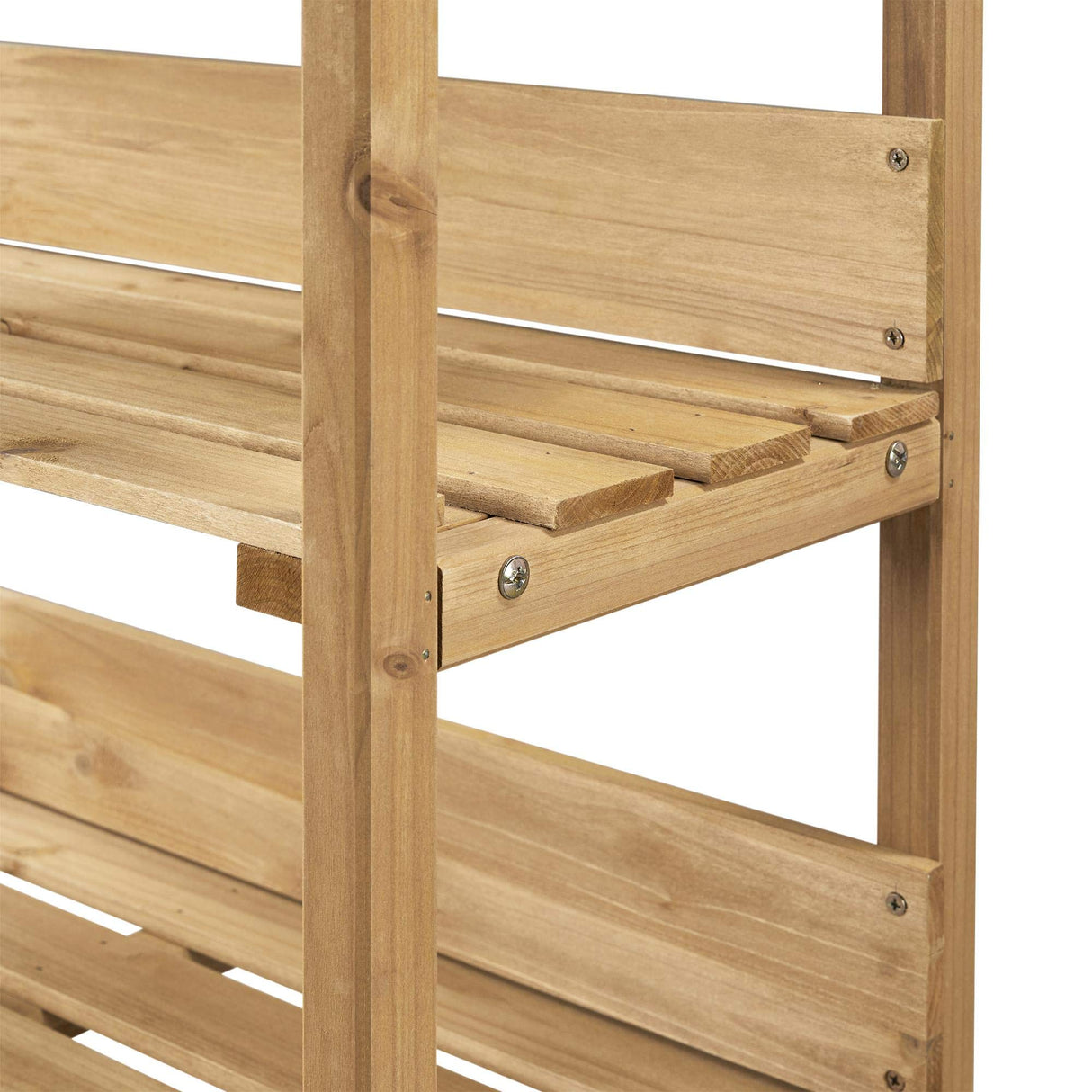 Topeakmart Potting Bench Table w/Metal Tabletop for Garden, Fir Wood Workstation w/3 Tier Shelves, Outdoor Work Bench w/Hook Natural Wood Topeakmart