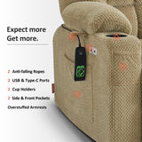 MCombo Dual Motor Large Power Lift Recliner Chair for Elderly, Lay Flat Lift Chair with Heat and Massage, Big Lift Recliner for Tall People, Cup Holders, Fabric 7896 (Beige, Large) MCombo