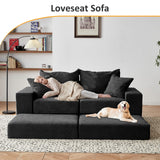 Modular Sectional Loveseat Cloud Sofa, Boneless Couch with Non Slip Base, Modern Sleeper Sofa for Customizable Living Spaces, Cozy Modular Couch with L-Shape Chaise, Deep Seat & No Assembly, Black CozyMine