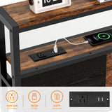 Livofloral Rustic Brown Queen Size Headboard with USB Charging Station, LED Light, and Adjustable Height Livofloral