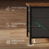 Huuger 9 Drawer Dresser, 47 Inch Dresser TV Stand for 50, 55 Inch TV, Entertainment Center with Drawers, Fabric Dresser Chest of Drawer for Bedroom, Closet, Rustic Brown Huuger