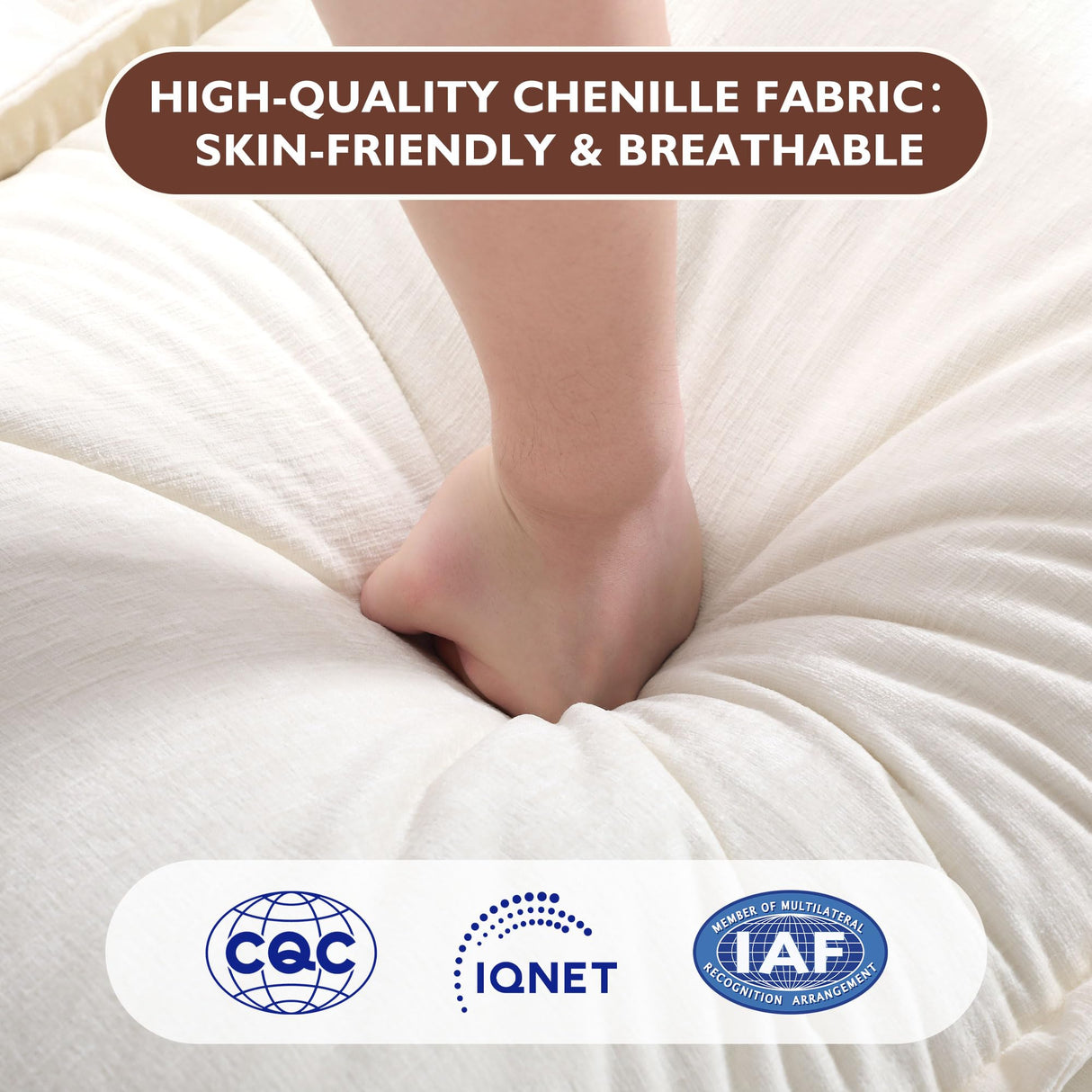 Ihanherry 111.4" L Shaped Modern Sofa Modular Sectional Cloud Couch with Ottoman, 4-Seat Chenille Deep Seat Sofa with Pillow for Living Room, Bedroom and Apartment, Beige Ihanherry