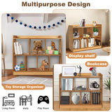 DOUSY- 35.43” Wodden Cube Shelf, 2 Tier Open Shelf Bookcases 7 Cube Bookshelf with Base, Freestanding Cube Storage Shelf Cube Bookcase Display Shelf for Bedroom, Living Room, Home Office DOUSY