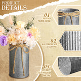 Zonon 3 Pcs Farmhouse Vase Decor with Twine Bow 4.33" Galvanized Flower Bucket 5.91" Metal Pots 7.09" Rustic Decorated Vases for Artificial Flowers Home Table Weddings Decor (Black) Zonon