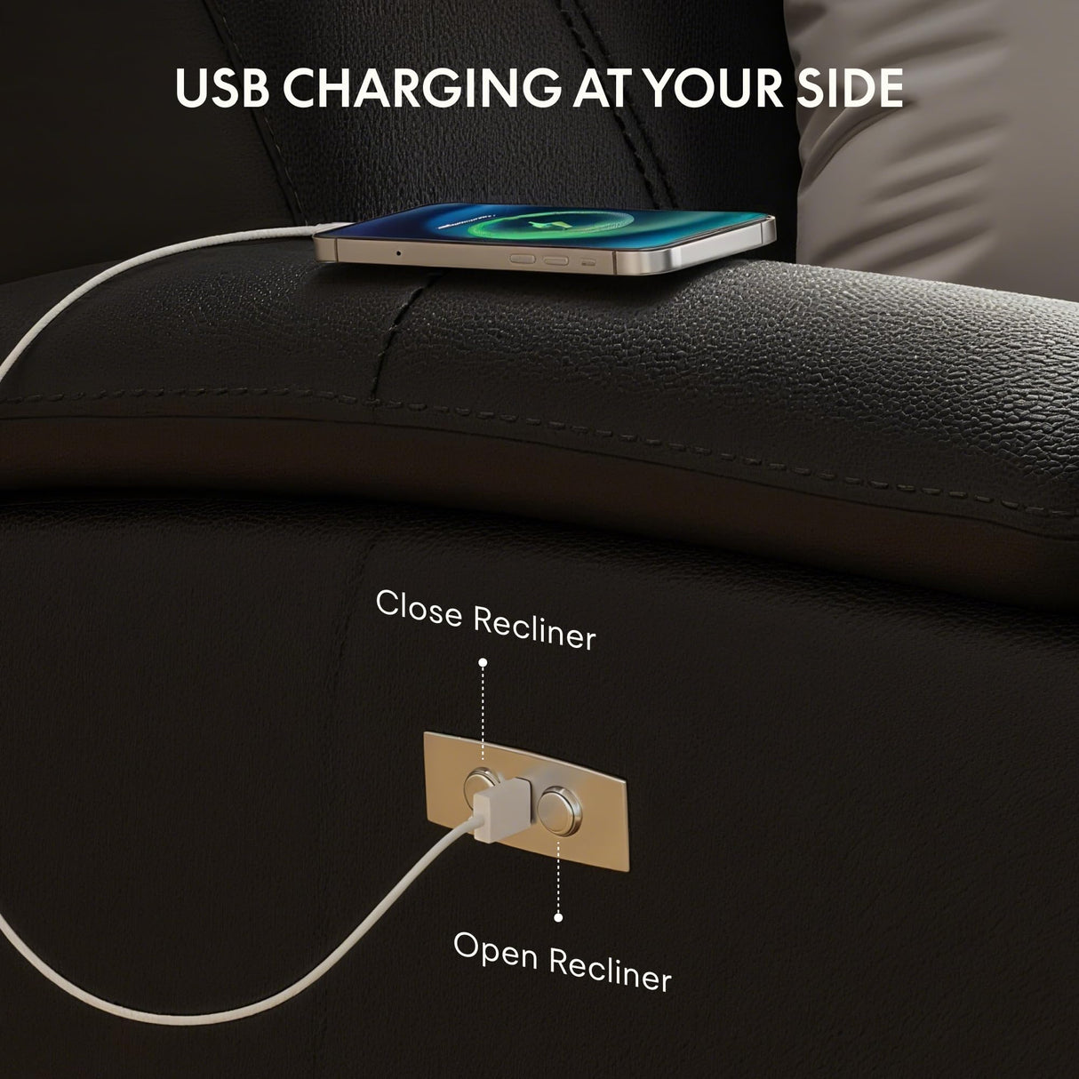 FLEXISPOT X3 Power Recliner Chair, Adjustable Electric Recliner with USB Port, Thick Cushion & Padded Back, Comfortable Faux Leather Chair for Living Room Bedroom Home Theater (Black) FLEXISPOT