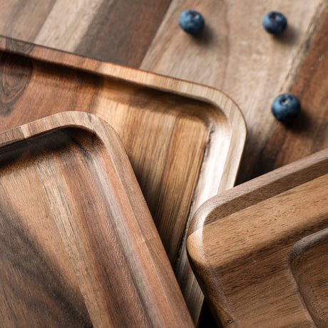 BF BILL.F SINCE 1983 Acacia Wood Rectangular Serving Tray Set of 3, Elegant Farmhouse Style BF BILL.F SINCE 1983