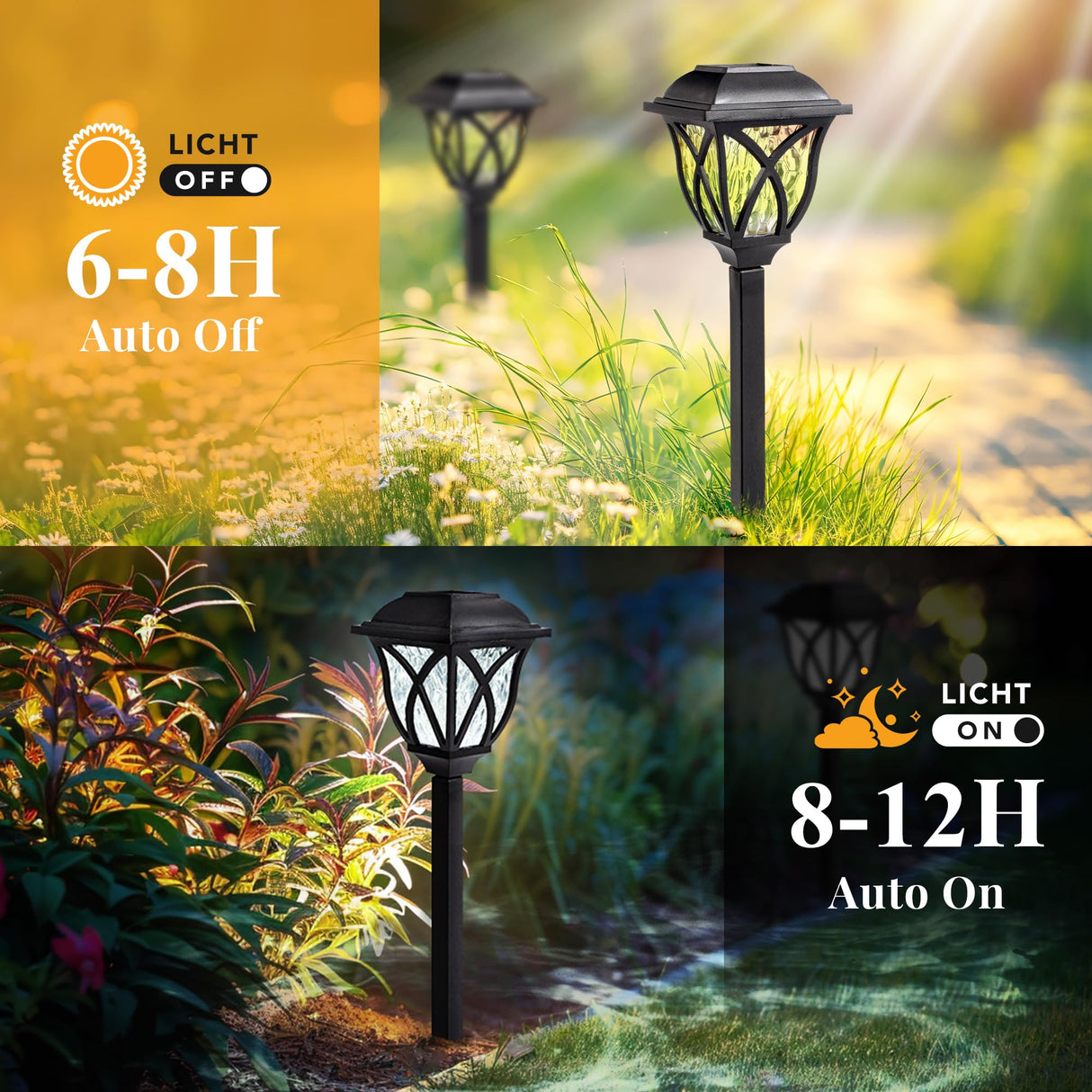 GIGALUMI Solar Lights Outdoor Waterproof, 8 Pack LED Solar Garden Lights, Outdoor Decorations, Garden Decor for Yard, Patio, Landscape, Planter, Walkway (Cold White) GIGALUMI