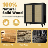 MOOLIVE Cat Litter Box Enclosure, Hidden Cat Litterbox Furniture with Storage, Wooden Cat House with Adjustable Shelf and Cat Scratcher Mats, Cat Washroom for Bedroom, Living Room, Black MOOLIVE