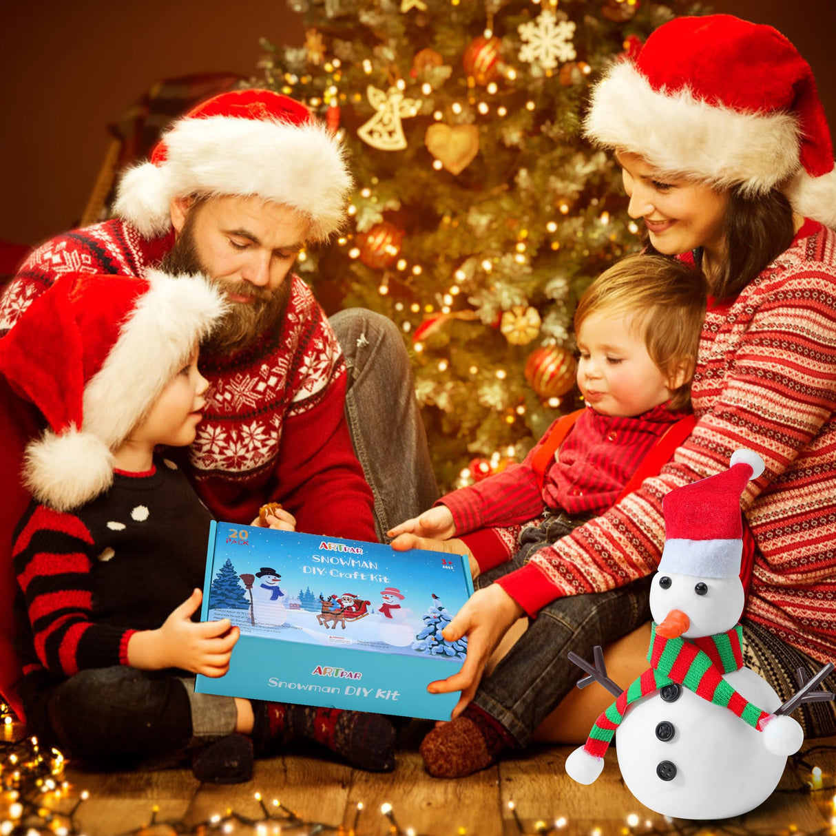 ARTPAR 20 Pack Modeling Clay DIY Snowman Kit,Air Dry Clay Snowman Crafts for Kids,Christmas Stocking Stuffers for Kids,Christmas Crafts Xmas Gift ARTPAR