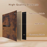 Dresser for Bedroom with Charging Station & LED Lights, 4 Storage Drawers with Side Pockets, Dressers & Chests of Drawers, Fabric Dresser Organizer Unit for Bedroom, Closet, Hallway, Entryway, Brown EnHomee