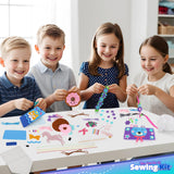 Play Brainy 7 in 1 Sewing Kits for Kids 8-12 - 14 Piece Sewing Kit for Beginners, Creative Arts & Crafts Kids Activity - DIY Make Your Own Pencil Case, Unicorn, & More - Play & Learn Sewing Kit Kids Play Brainy