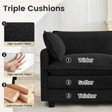 ROWHY Oversized Modular Sectional Couch with Movable Ottoman, 112" Modern Convertible L Shaped Sofa Set, 4 Seat Comfy Cloud Couch with 2 Throw Pillows, for Living Room and Office, Chenille, Black ROWHY