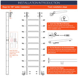 HARDJULAN 108" Black Sliding Library Ladder with 4FT Telescopic Hook Track – Lightweight Aluminum Rolling Ladder with Braking Wheels, Kit for Home, Loft, and Bookshelves HARDJULAN