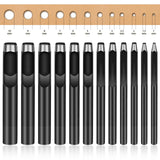 12PCS Leather Hole Punch - Round Steel Leather Craft Hollow Hole Punch, Cutter Tool for Watch Bands, Leather, Belts, Canvas, Paper, Plastics (1mm to 10mm) QMNNMA