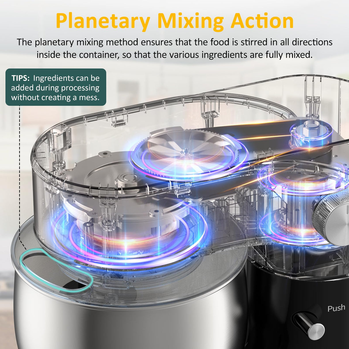 WADODO Stand Mixer, 3.2Qt Small Kitchen Mixer,6 Speeds Electric Food Mixer,Lightweight 304 Stainless Steel Kitchen Mixer with Bowl, Egg Whisk, Dough Hook, Flat Beater & Splash Guard - for Daily Use WADODO