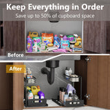 Ceetug Under Sink Organizers and Storage 2 Tier Slide Out Kitchen Cabinet Organizer Sturdy Metal Bathroom Storage (Black, 2 Pack) Ceetug