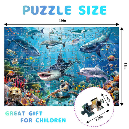 JOYZEXY Puzzles for Kids Ages 4-6 6-8 8-10, Underwater World Ocean Puzzles 100 Pieces for Kids Learning Educational Puzzle Toys for Boys and Girls