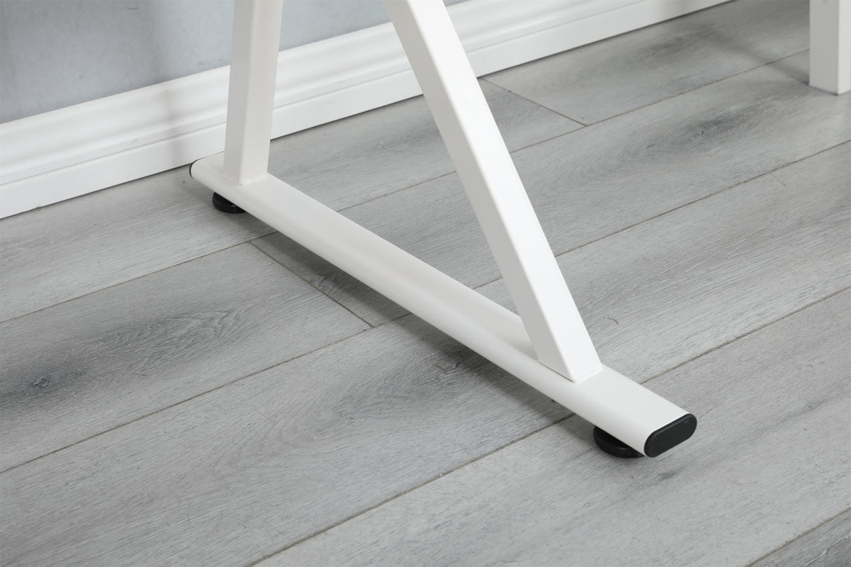 Partslety Drafting Printing Table with Chair 0-75° 31.5"-49.5" Adjustable Height Tempered Glass Drawing Table for Office School Artists Architects White Partslety