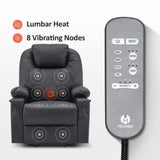MCombo Large Power Lift Recliner Chair with Massage and Heat for Tall Elderly People, 3 Positions, Cup Holders, and USB Ports, Faux Leather 7516 (Large, Black) MCombo