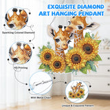 Bowetile Giraffe Hanging Diamond Art Painting Kits for Adults Beginners, 5D Sunflower Special Shape Diamond Art Kits, Crystal Rhinestones Diamond Gem Art Painting for Home Wall Decor, New Home Gifts Bowetile
