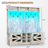 Itaar Hall Tree with Bench and Shoe Storage, 5-in-1 Entryway Bench with Coat Rack, 16 Shoe Cubbies & 12 Coat Hooks, Barn Door & Adjustable Shelf (Vintage White) Itaar