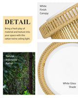 Boho Light Fixtures Ceiling 16W LED, HWH 13'' Woven Rattan Flush Mount Ceiling Light, Handwoven Twine Cage Light Fixtures Ceiling Mount 5CCT, 5HYS78F-LED HWH INVESTMENT