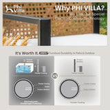 PHI VILLA Wicker Patio Furniture Set for 4, Rattan Loveseat & Chairs with Beige Cushions & Acacia Wood Coffee Table, Outdoor Modern Sectional Conversation Sofa Set for Deck, Yard, Porch PHI VILLA