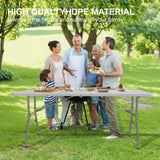 TRINEAR 6FT Folding Table, Portable Plastic Folding Table, Folding Dining Table with Carrying Handle, Party Table Easy Folding and Storage, for Indoor or Outdoor Use TRINEAR