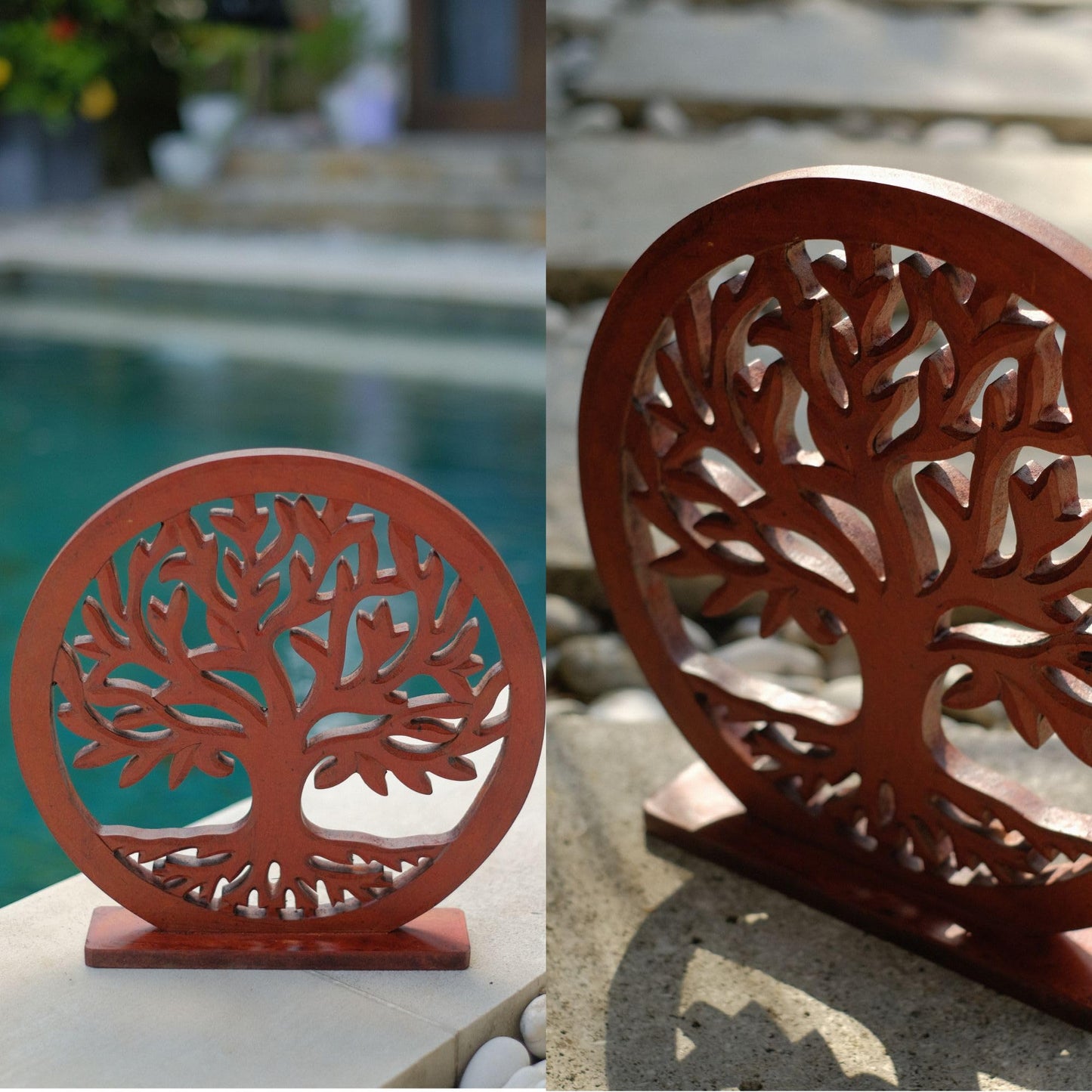 Tree Of Life Decor - Farmhouse Shelf Decor For Living Room | Wood Boho Table Decor Aesthetic | Wooden Modern Sculptures | Spiritual Decor Natural Zen For Fireplace Mantle, Tabletop, Shelves & Bedroom