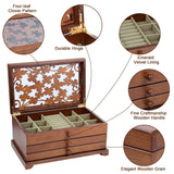 Kendal Wooden Jewelry Box for Women, Real Wooden Jewelry Holder Organizer Box with Four Leaf Clover Patterns, Graduation Gift Jewelry Boxes for Storage Earrings Rings Bracelet, Ideal Gift for Mom Kendal