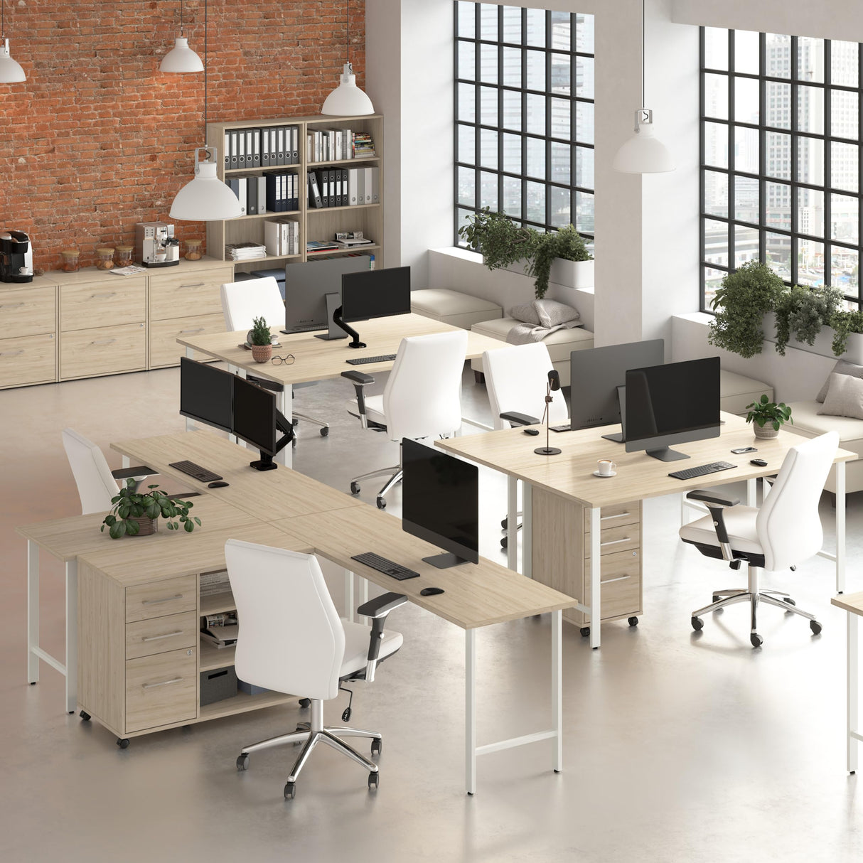 Bush Business Furniture Hustle Office Storage Cabinet with Wheels in Natural Elm, Mobile Organization Unit for Home and Professional Workspace Bush Business Furniture